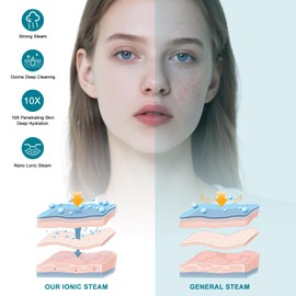 DKURQG Facial Steamer, Nano Ionic Face Steamer for Facial Deep Cleaning Portable Ozone Steamer with Extendable 360° Rotating Arm, Humidifier for Home Salon Spa or Personal Care (Blue)