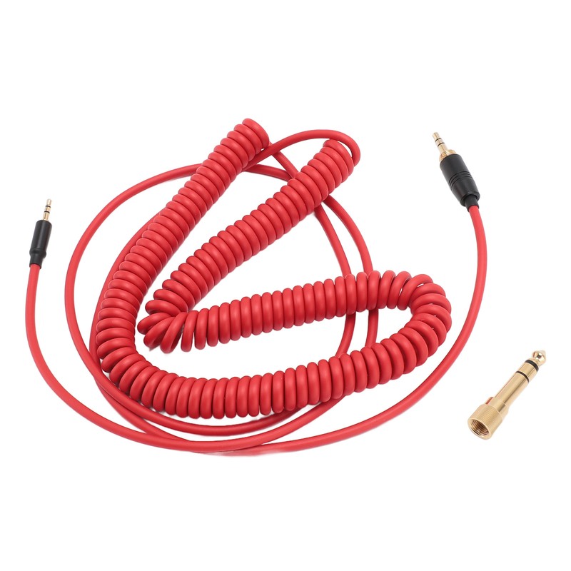 Coiled Headphone Cable Gold Plated Connector Replacement Headset Sound Cord