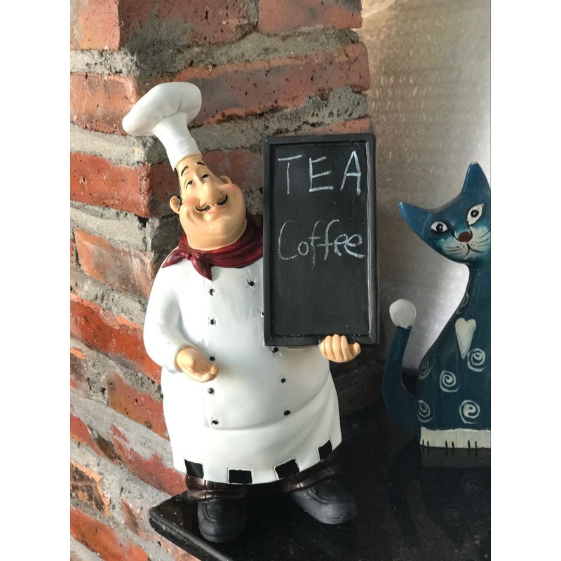 KiaoTime 98915HB Italian Chef Figurines Kitchen Decor with Chef Chalkboard