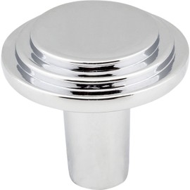 Elements 331PC Calloway Collection 1.125 Inch Diameter Stepped Round Cabinet Knob, Polished Chrome Finish
