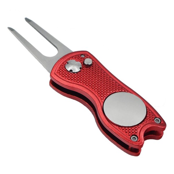 Golf Divot Repair Tool with Pop-up Button & Magnetic Ball