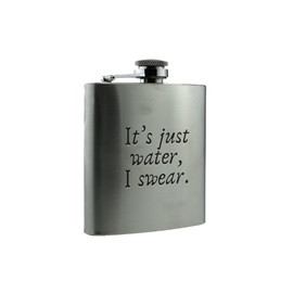 Funny 'It's Just Water - I Swear' Stainless Steel Flask (hip-ds23-swearrg)