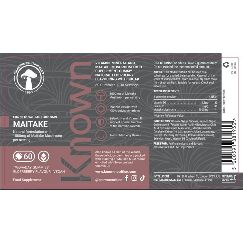 Known Tasty Maitake Gummies - 1000mg Maitake Mushroom with Vitamin