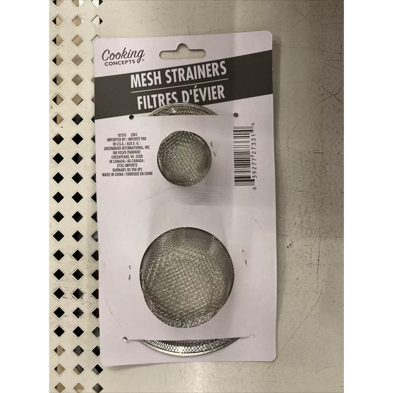 Cooking Concepts 2 Pc Stainless Steel Mesh Sink Strainer Drain
