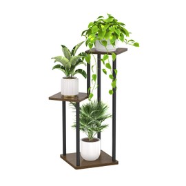 Oppro 3 Tier Tall Metal Plant Stand Indoor, Tierd Corner Plant Stands for Indoor Outdoor Plants, Flower Shelf Holder Display Rack for Living Room Balcony Garden Patio, Oak