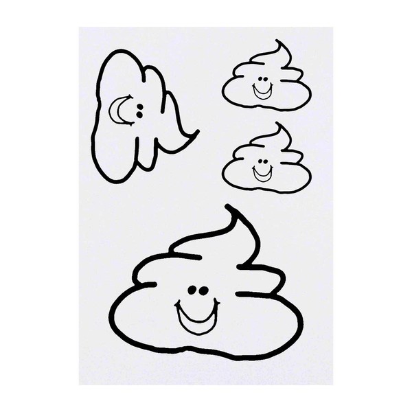 4 x 'Happy Poo' Temporary Tattoos - Water Resistant, Skin-Safe,