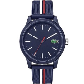 LACOSTE POLO SHIRT 12.12 2011070 BLUE DIAL NAVY SILICONE STRAP 42MM MENS WATCH