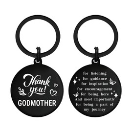 DGXMD Mothers Day Keyring Gifts for Godmother - Thank You Godmother Keyring - Birthday Keepsake Gift for Godmother from Godson Goddaughter