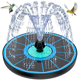 GAIZERL Solar Fountain Cyan Flower, Upgrade 3.5W Solar Bird Bath Fountains, Solar Powered Water Fountain with 7 Nozzles, 4 Fixed Pipes for Hummingbirds, Bird Bath, Garden, Pool, and Pond