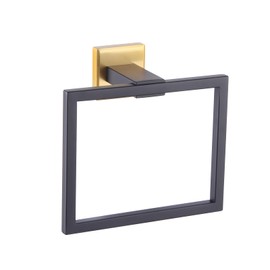 GERZWY Bathroom Hardware Hand Towel Holder SUS 304 Stainless Steel Towel Ring for Bath Kitchen Garage Heavy Duty Wall Mounted (Black & Gold) JG1906-BD