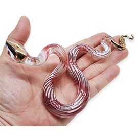 WitnyStore Tiny 6" Red White Viper Slithering Snake Figurine - Miniature Hand Blown Painted Glass Serpent Snakes Small Crystal Reptile Animals Colorful Decorative Collectible Figures Décor Gifts