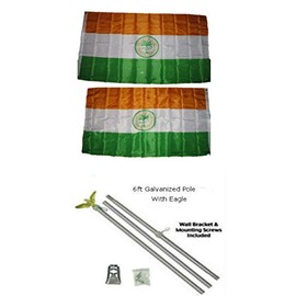 AES City of Miami 3'x5' Polyester 2 Ply Double Sided Flag with 6' Galvanized Flag Pole Kit with Eagle Topper