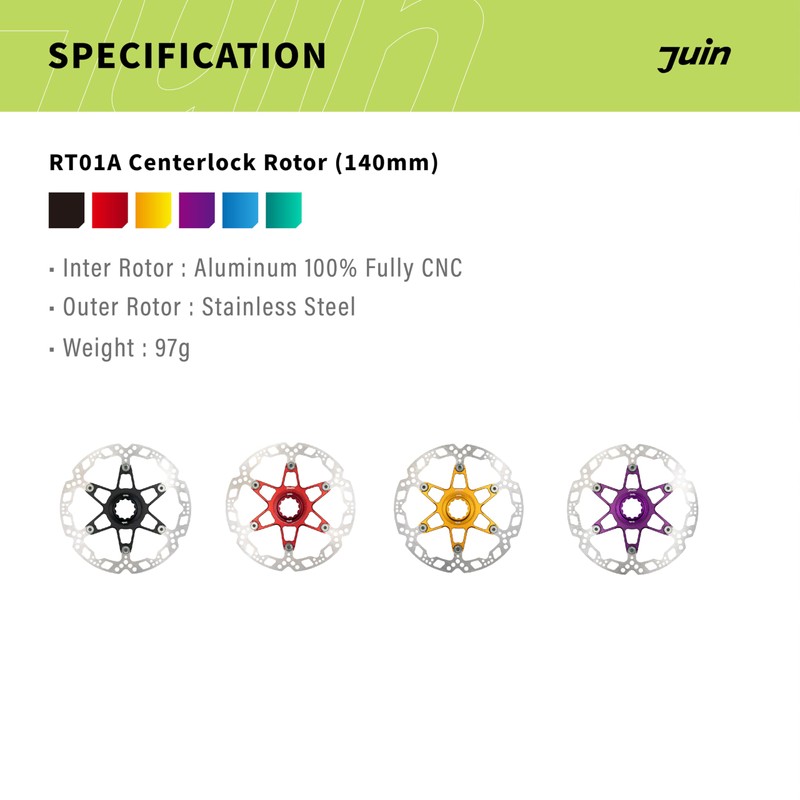 Juin RT01A Centerlock Disc Brake Rotor, Red, 140mm