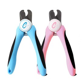 Clarbia Pet Nail Clippers, Stainless Steel, Ergonomic Non Slip Design, Safe Home Pet Grooming for Cats and Dogs (Pink)