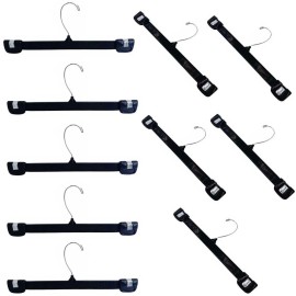 MH GLOBAL 12" Clothes Hangers Plastic with Slide Lock Clip for Pants Skirts Shorts PACK 10