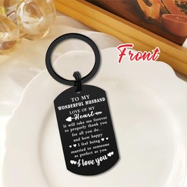 DEGASKEN To My Husband Gifts for Birthday Anniversary Fathers Day Christmas, Romamtic Keychain for Him Men from Wife, Metal Keyring