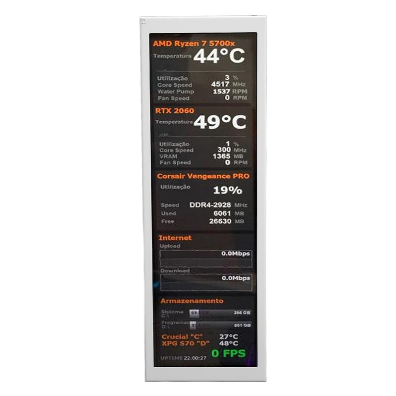7.9in PC Temp Monitor Metal Case IPS CPU GPU SSD