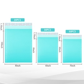 Yeyeplum 100 Pcs Kraft Bubble Mailers 3 Size Padded Envelopes Kraft Poly Mailers Bubble Lined Shipping Envelopes Mail Shipping Bags for CDs Book Business Supplies (Green)