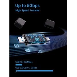 Vanja SD Card Reader, USB 3.0/USB C Dual Connector Card Reader, High Speed SD Card Reader OTG Adapter for SD/SDXC/SDHC/Micro SD/Micro SDXC/Micro SDHC/MMC/RS-MMC Cards