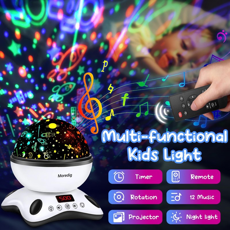 Moredig Kids Night Light Projector, Remote Baby Night Lights for