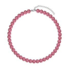 HMOOY Baseball Necklace for Men Women, Rhinestone Inspired Beads Necklace Disco ball Dirp Accessoies Necklace Unisex Athlete Sport Necklace Jewelry for Lovers (20in, Pink)