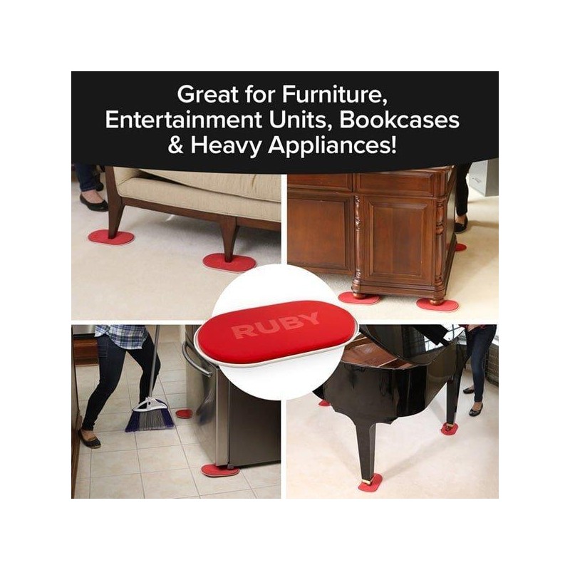 Bulbhead Ruby Movers - Furniture Moving Pads Chair Sliders, Hardwood