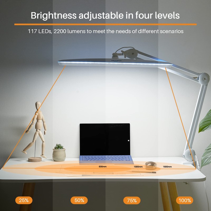 bemelux Task Lamp with Clamp, Bright 117PCS LEDs, Metal Swing