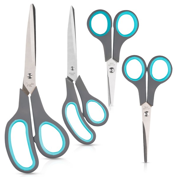4-Piece Scissors Set [Made of Stainless Steel with Ergonomic, Non-Slip
