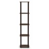 FURINNO Turn-S-Tube 5-Tier Corner Square Rack Display Shelf, Walnut/Brown