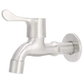 Fdit Practical Household G1/2in Stainless Steel Water Faucet Washing Machine Sink Basin Single Cold Faucet Water Tap Bathroom