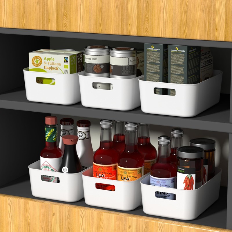 Oymlclivisa 12 Packs Plastic Pantry organizer Bin Basket, Open Storage