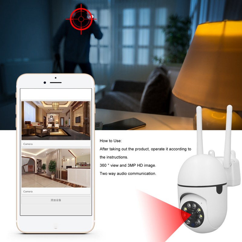 Wireless Camera Night Vision 360° 2.4G 1080P 2 Way Audio