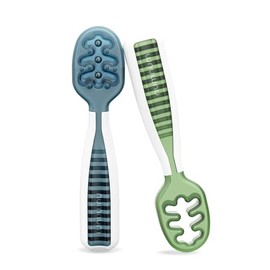 NumNum Juego De Cucharas Para Bebé, Cucharas Pre-Cuchara Esenciales Para Bebés A Partir De 6 Meses, Cucharas De Autoalimentación Para La Primera Etapa De Destete Dirigido Por El Bebé (Azul/Verde), Ute