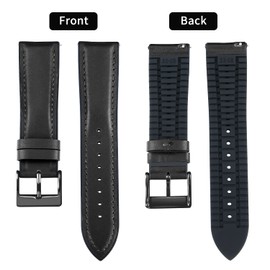 Binlun Leather Watch Band, Inside Layer Rubber is Breathable. 0.5 - 0.9 in (14 - 22 mm), Hybrid Quick Release Watch Strap, Smart Watch Strap, Unisex Use, 6 Colors Available, Faux Leather Rubber, No