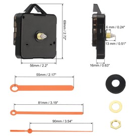 PATIKIL Clock Mechanism Replacement Kits, 1 Set DIY Silent Sweep Clock Parts 1/2" Movement Shaft Length with 3.5" Long Spade Hand for Clock Orange