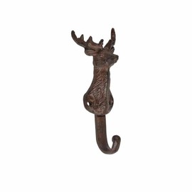 Esschert Design DB75 Rustic Cast Iron Deer Bust Single Hook