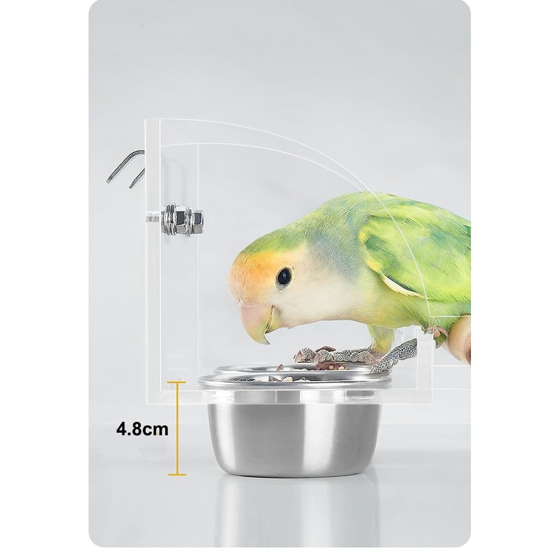 Bird Cage Seed Catcher Feeder with Perch and Anti-Slip Stand,