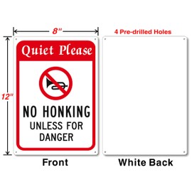 OBS Custom Yard Sign, 8 x 12 Inches Aluminum Warning Metal Signs, Indoor or Outdoor Use for Home Business, UV Protected & Waterproof (Quite Please - No Honking Unless for Danger)