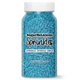 SugarMeLicious Jimmies Sprinkles, Delicious Edible Sprinkles For Decorating Cakes, Cupcakes, Cookies, Ice Cream And Desserts, Vibrant Colors, Food-Safe & Resealable Jar, (3 oz, Teal)