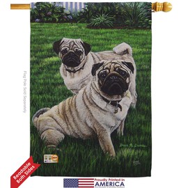 Breeze Decor PT-H-110006-IP Pugs Love Everyday Pets Impressions Decorative Vertical House Flag, 28"x 40", Multicolor