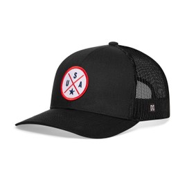 HAKA United States Black Trucker Hat – R,W,B USA Mesh Snapback Cap for Men, Women & Golf, Country X Design Baseball Dad Hat