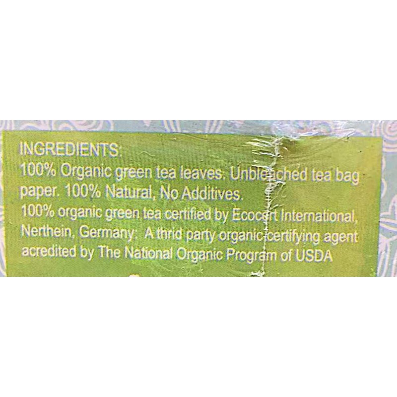 100% Organic Green Tea, (20 Tea Bags, 1.4 oz),3 Packs