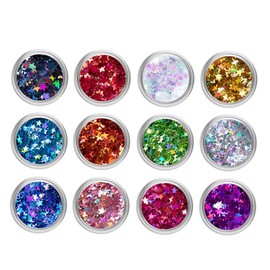 ZHEJIA Glitter Star Shape, 0.1 inch (3 mm) Glitter, 12 Colors, Glitter Jewelry Parts, Nail Parts, Glitter, Container Included, Sparkling, Glitter, Hair Ornament, Face, Body