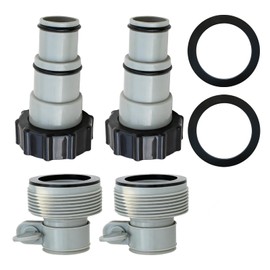 4 Pack Pool Hose Adapter 1.5" to 1.25" - Type A & B Conversion Connector with Clamps & Washers, Leak-Proof Pump Hose Adapter Compatible with Intex Threaded Pumps, Above Ground Pool Accessories