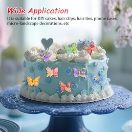 SaiDian 48Pcs Cartoon Mini Resin Butterflies Exquisite 3D Butterfly Flatback Resin Charms for DIY Crafts Tiny Animal Miniatures for Decorating Hair Clips Phone Cases Fairy Garden Decor