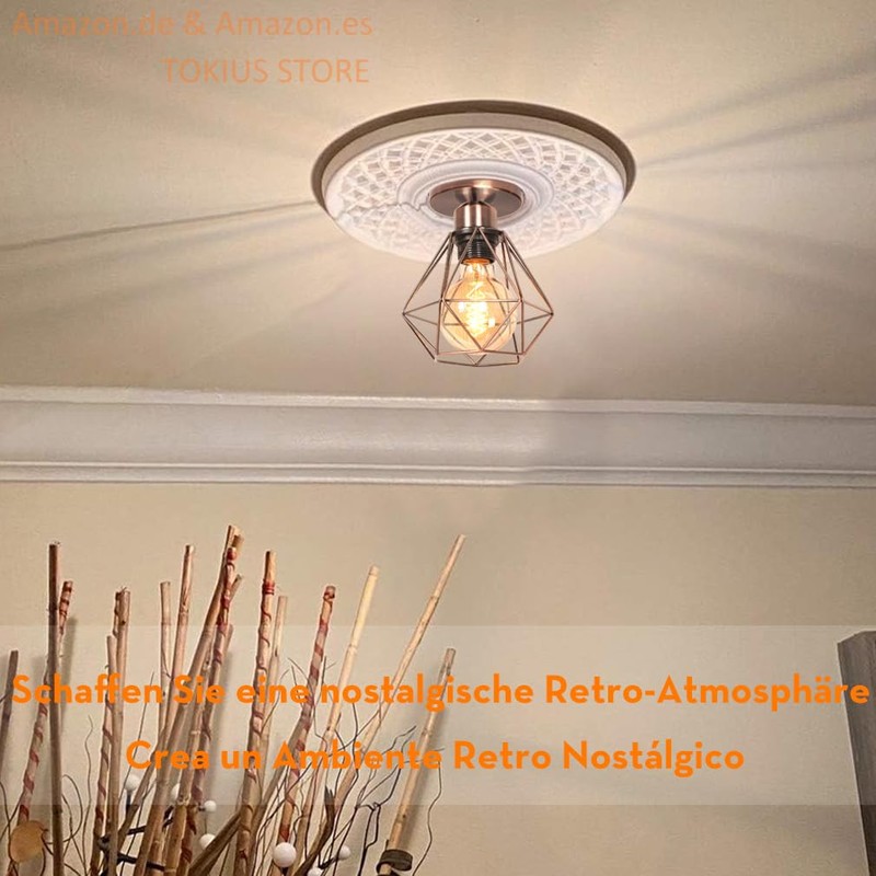 TOKIUS Ceiling Light 16 cm Vintage Ceiling Light in Industrial