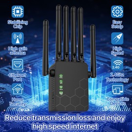 2024 Fastest WiFi Extender Signal Booster,WiFi Booster with 6 Antennas 360° Full Coverage Up to 1680 Sq.ft and 45 Devices,with 2 Ethernet Port,Quick Setup.