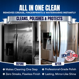 2 x 10oz Sheila Shine Stainless Steel Cleaner and Polish w/ Microfiber Cloth - Cleans, Polishes & Protects Kitchen Appliances, Refrigerators, Sinks, Ovens & Grills - Stainless Cleaner for Appliances