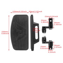 8.5" Wide Front Floorboards 360° Adjustable Foot Pegs Fit for Yamaha V Star 250 650 1100 1300 / Honda Shadow VTX Magna/Suzuki Boulevard VL800 C50 (Black)