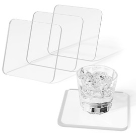 Sweet Elegance Acrylic Coaster, Rectangular Bar Drink Coaster, Clear Square Shaped Coffee Cup Coaster, for Tabletop Protection and Accessories Display Durable Decorations for Home Festival (Clear)